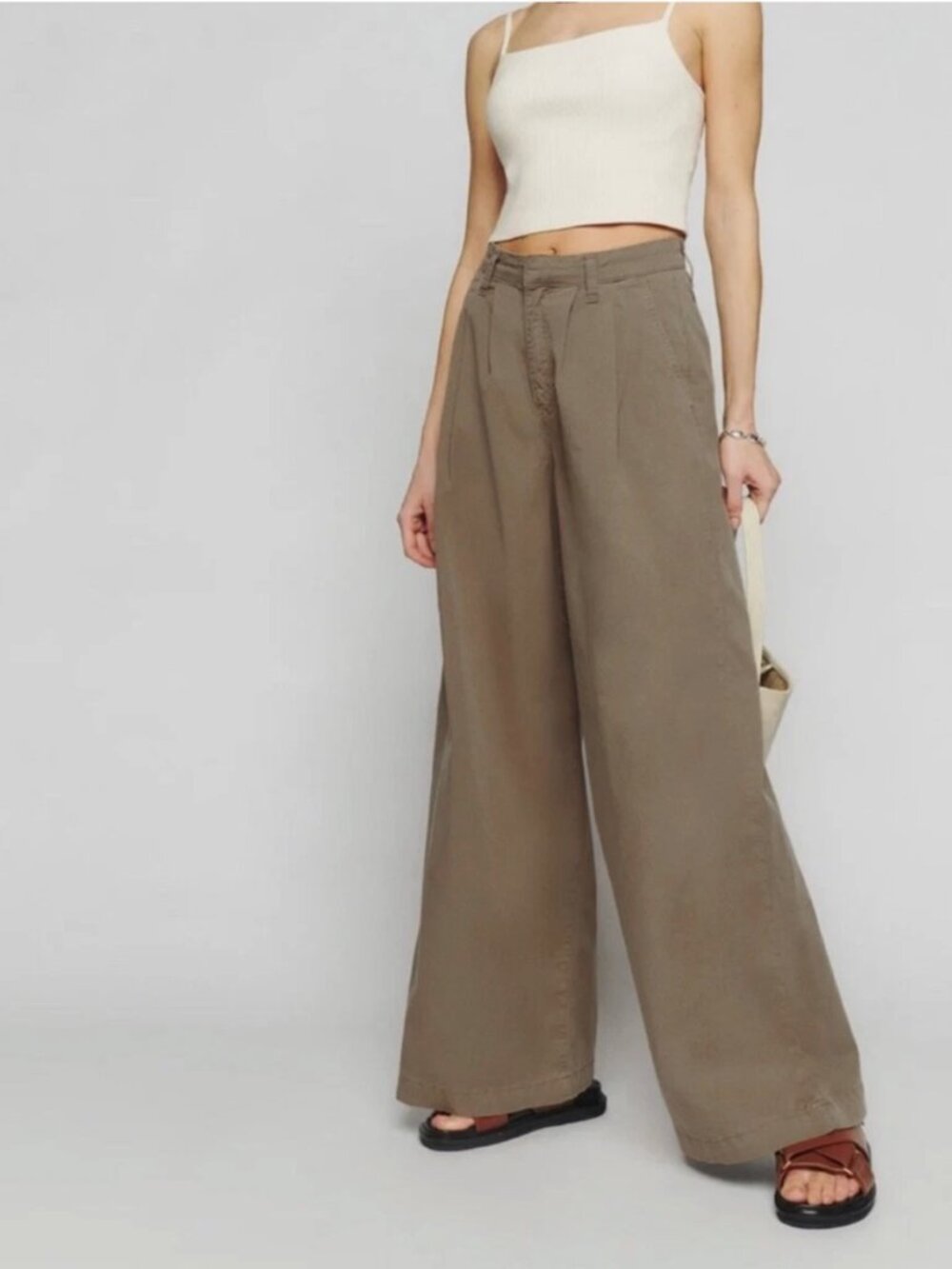 Reformation Lowe Super Wide Leg Pleated Pants Womens 27